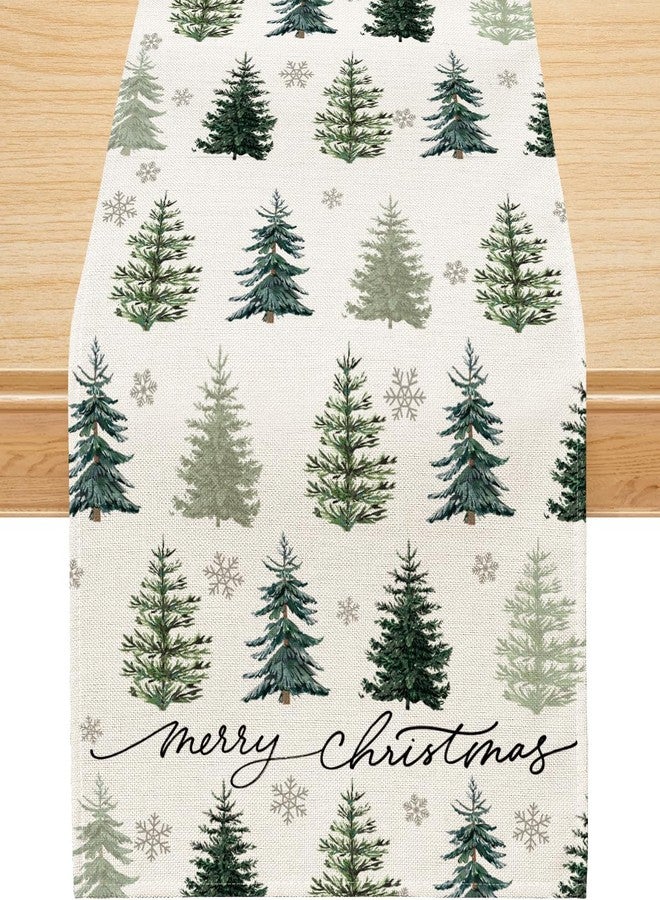Siilues Christmas Table Runner, Christmas Tree Decorations Merry Christmas Runner for Table Seasonal Winter Decor for Indoor Outdoor Dining Table Decorations 13x72 Inch - Image 1